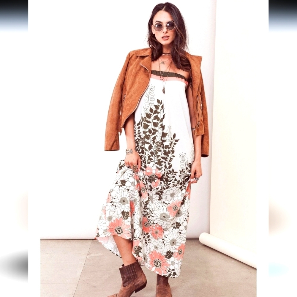 Lovestitch Jania Strapless Floral Boho Maxi Dress